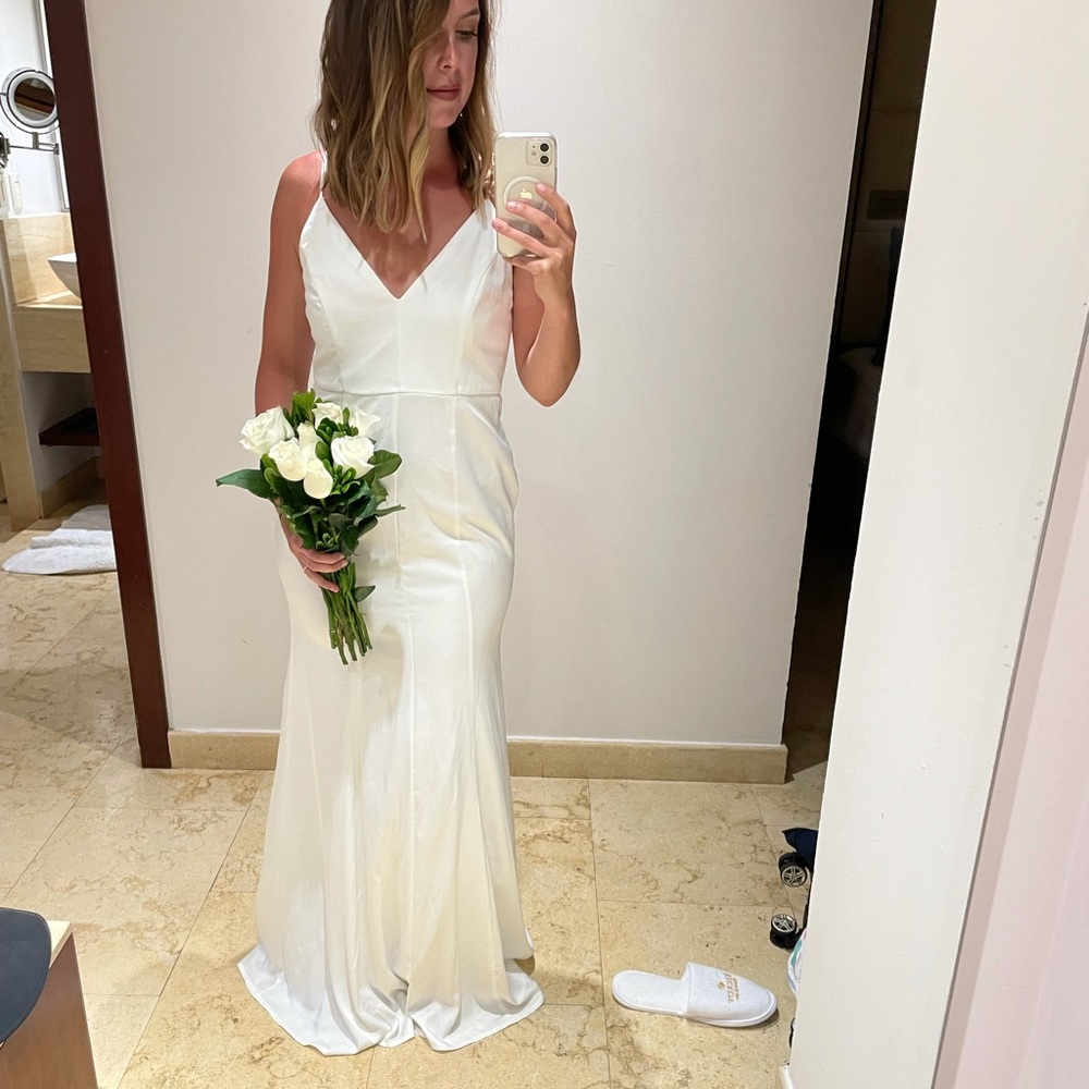 White long dress-beach wedding/vow renewal